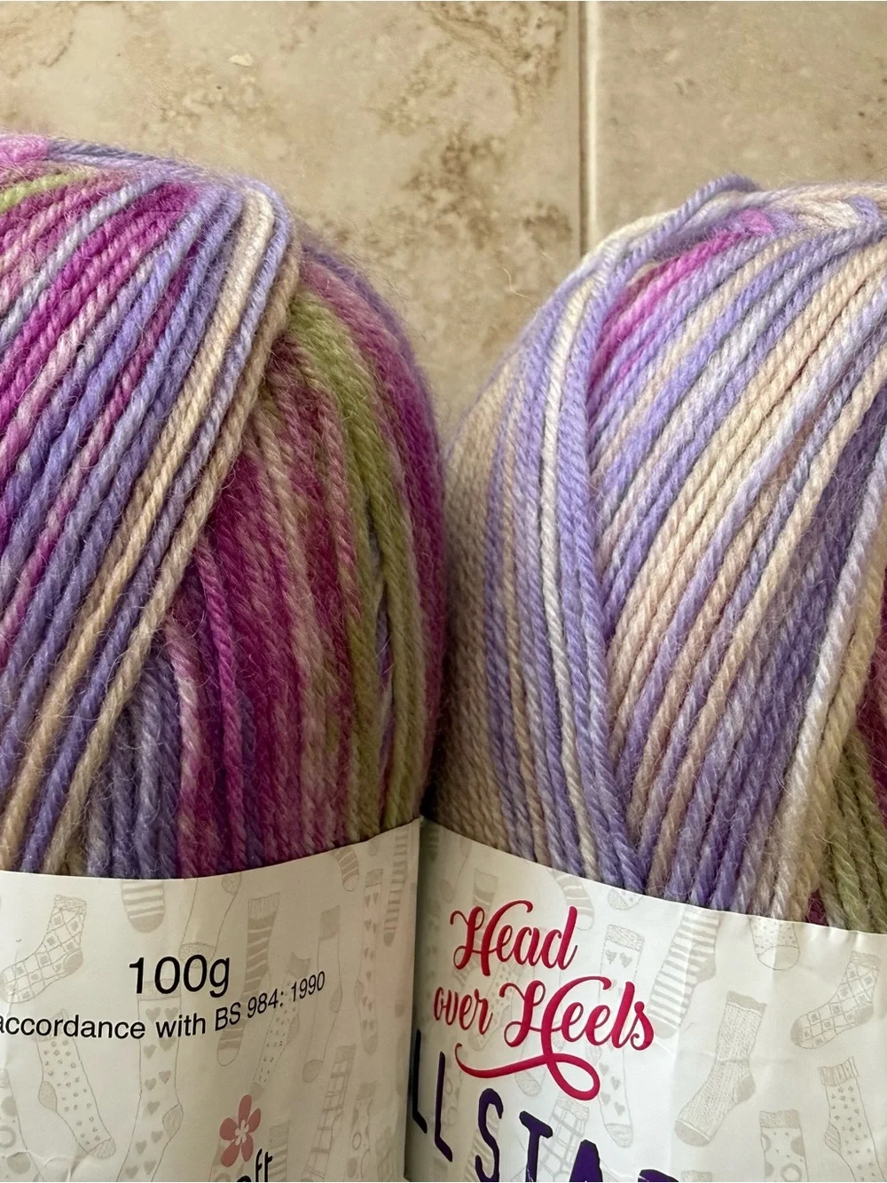 Stylecraft All Star Variegated Yarn - Pastel Lavender, Pink, Cream - 3 Skeins